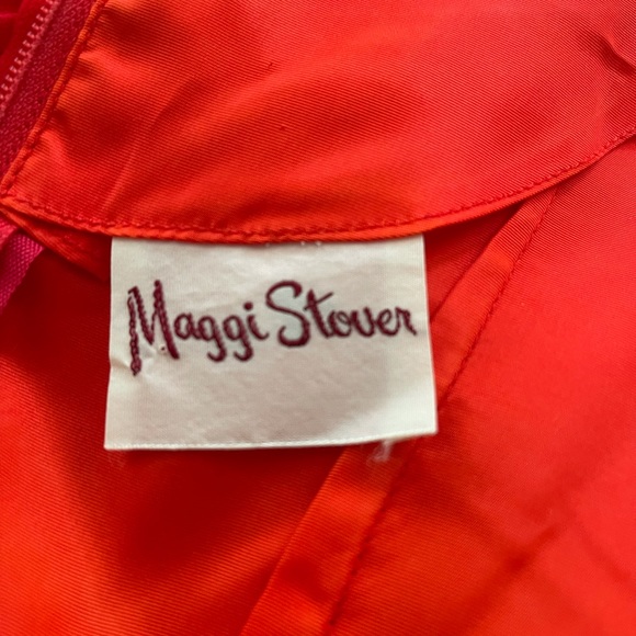 Vintage Maggi Stover Red Chiffon Party Dress - Picture 4 of 8